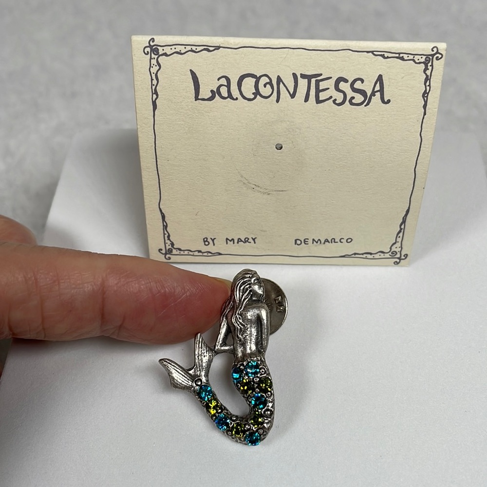 La Contessa Mermaid Stud Pin Swarovski Crystals